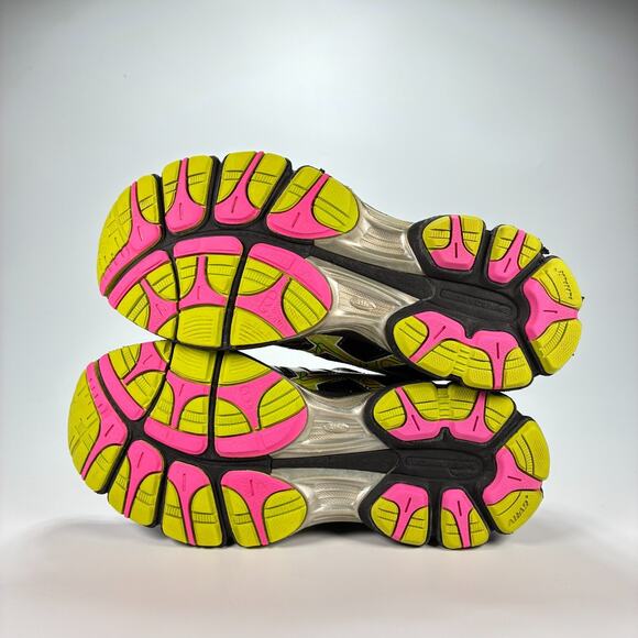 ASICS Gel Nimbus 14 Black Neon Green Trainers Running Shoes T291N Women's Size 9 - Picture 8 of 10